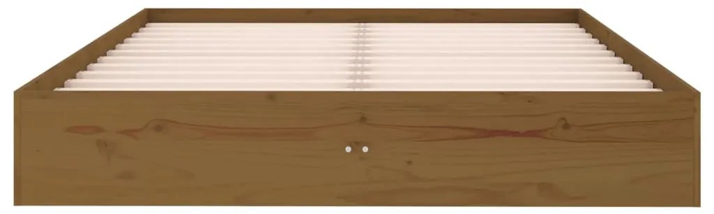 Estrutura de cama casal 135x190 cm madeira maciça castanho-mel