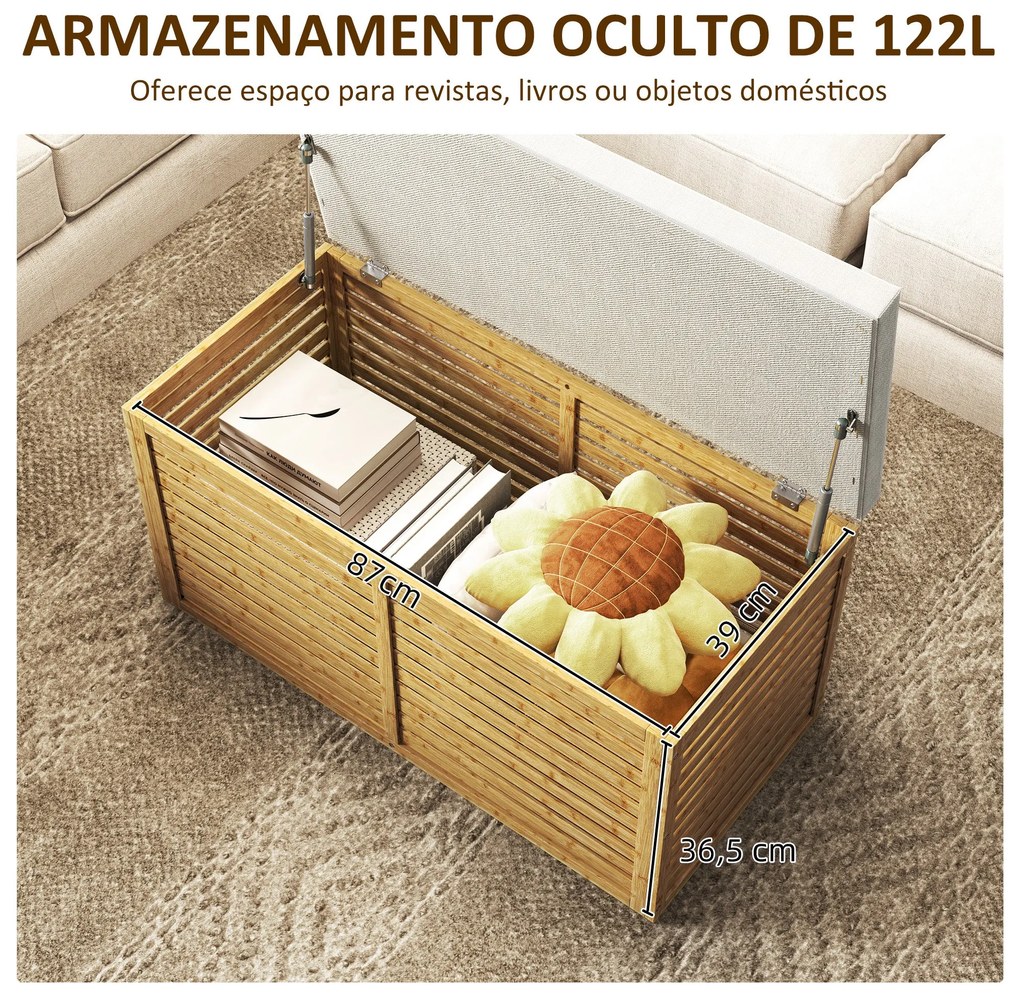 Baú de Arrumação para Dormitório 122L Banco de Arrumação Estofado em L