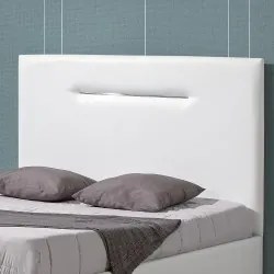 Cama de Casal CAPITAL Branco (Pele Sintética) L140 x P190 cm