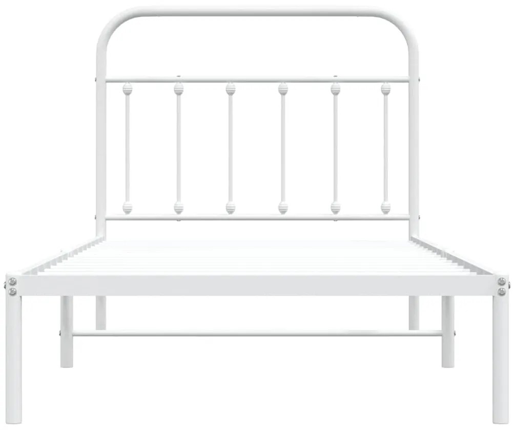 Estrutura de cama com cabeceira 100x190 cm metal branco