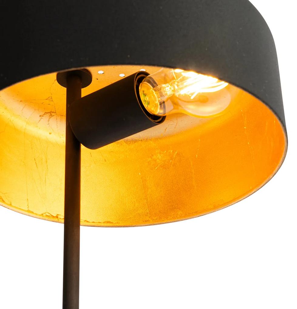 Candeeiro de mesa retro preto com interior dourado - Jinte Retro,Industrial