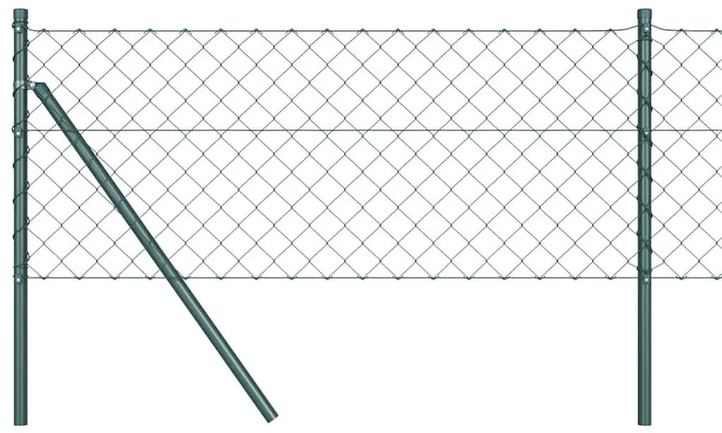 Conjunto de Postes de Cerca Verde 0.8 x 25 m Aço Galvanizado