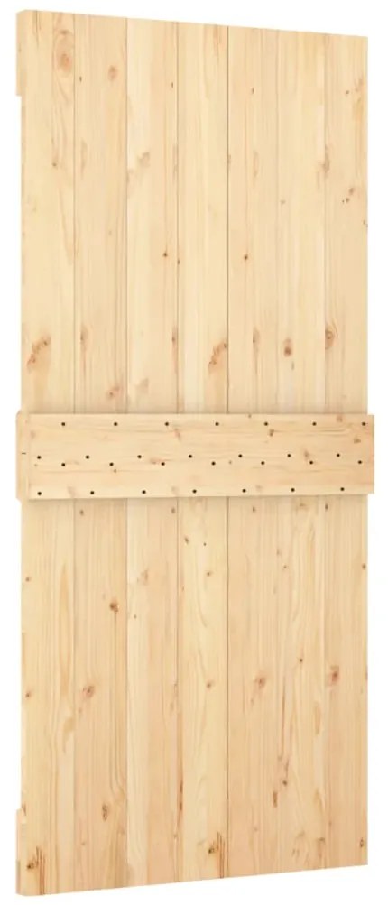 Porta de correr c/ ferragens 100x210 cm madeira de pinho maciça