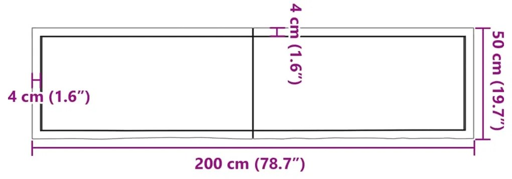 Prateleira de parede 200x50x6 cm carvalho tratado cinza-escuro