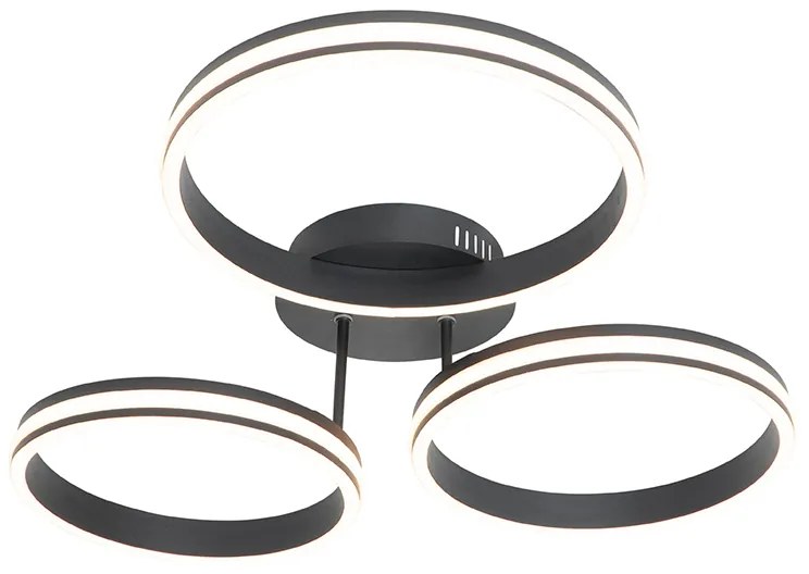 Candeeiro de teto preto com LED 3-passos regulável 3-luzes - Navara Design