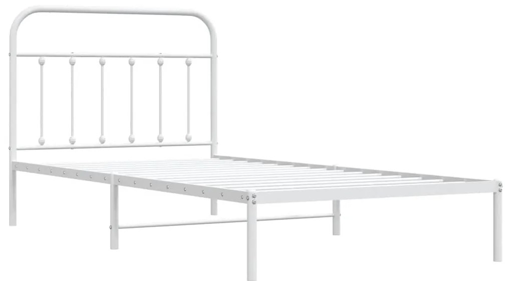 Estrutura de cama com cabeceira 100x200 cm metal branco