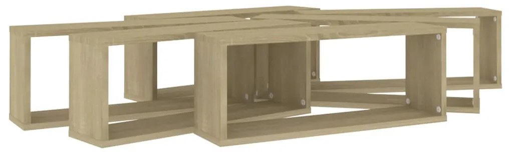 Prateleiras parede forma de cubo 6 pcs carvalho sonoma
