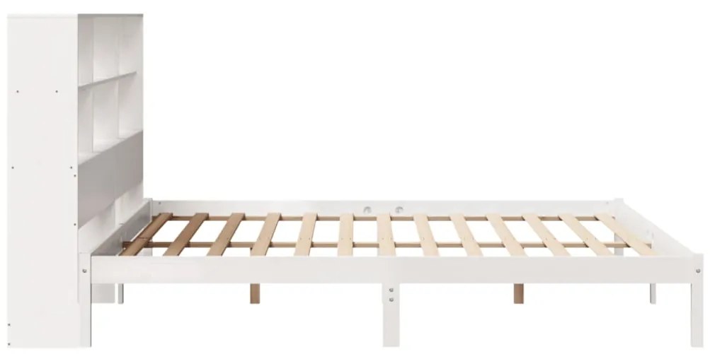 Cama com estante sem colchão 180x200 cm pinho maciço branco