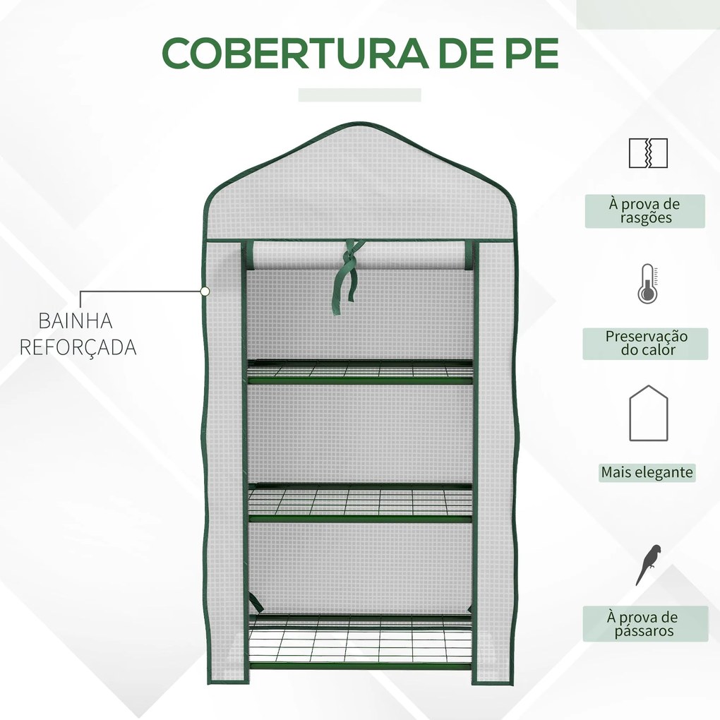 Outsunny Estufa de Jardim de 3 Níveis Estufa de Terraço com 3 Pratelei