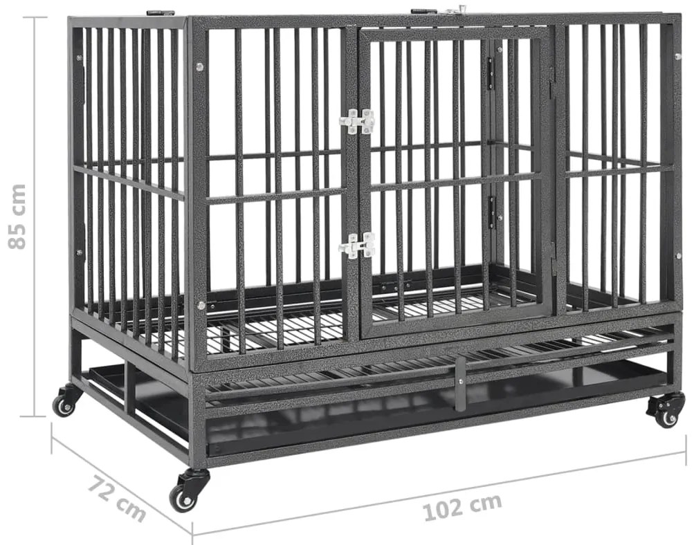 Jaula para cães com rodas aço 102x72x85 cm