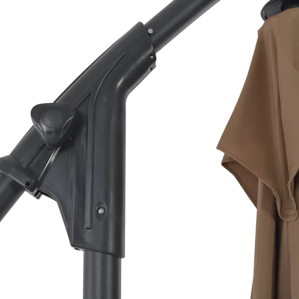 Guarda-sol cantilever com poste de aço cinzento-acastanhado