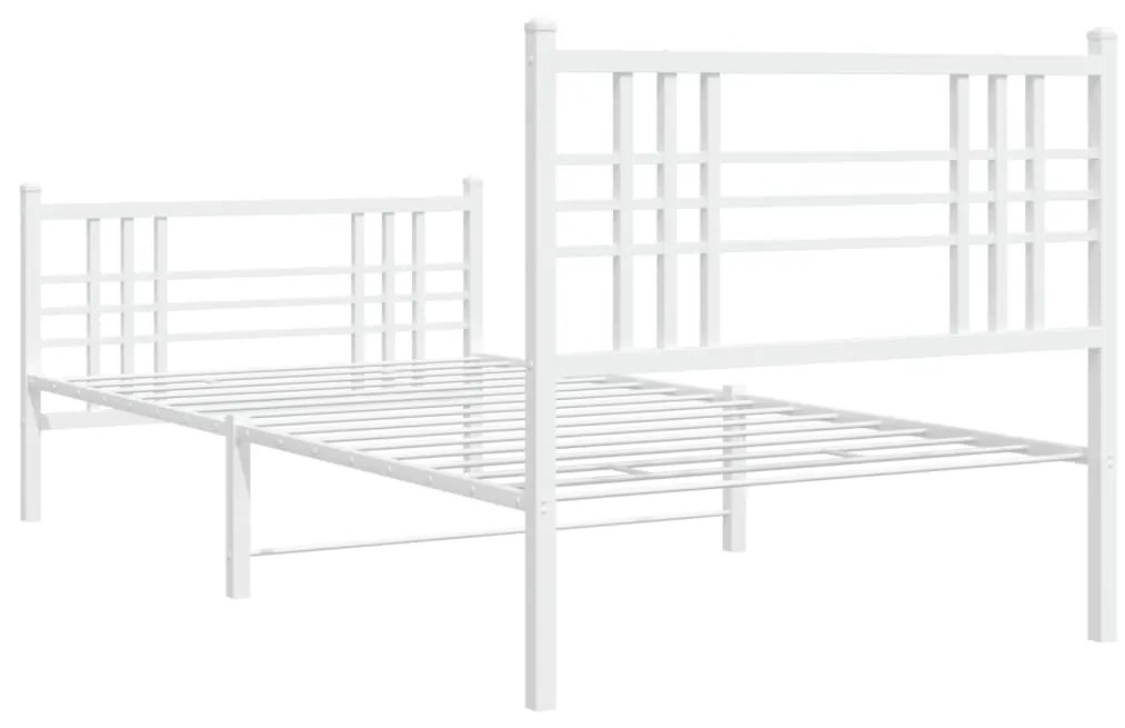 Estrutura de cama com cabeceira e pés 90x200 cm metal branco