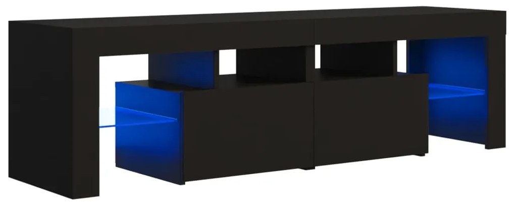 Móvel de TV com luzes LED 140x36,5x40 cm preto