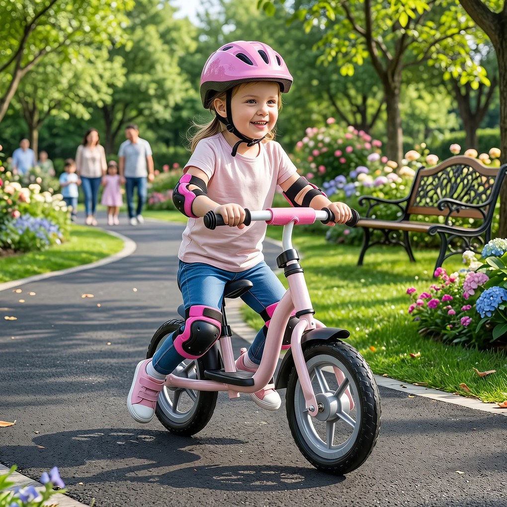 Bicicleta de Equilíbrio sem Pedais para Crianças, 86 x 41 x 51-56 cm, Guiador e Selim Reguláveis, Rosa
