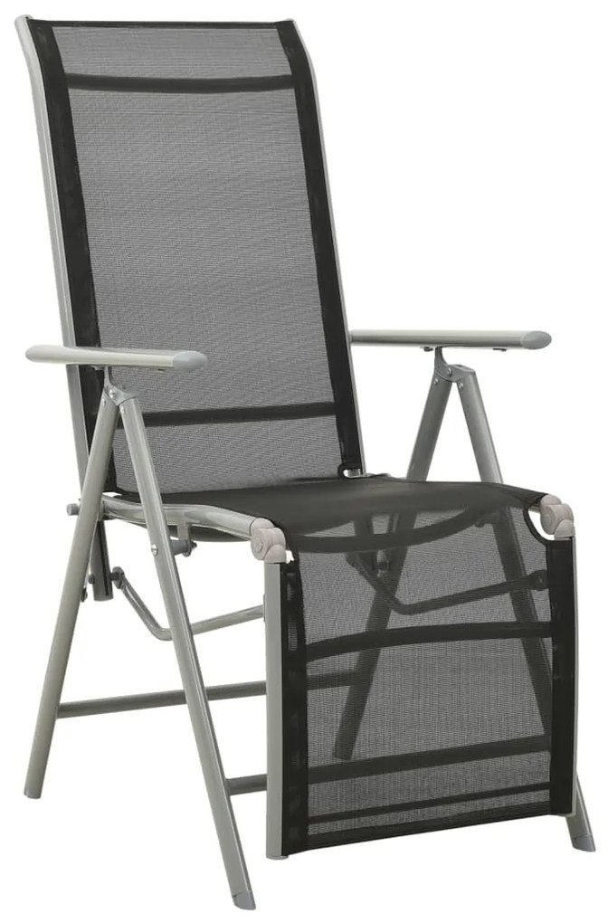 Cadeiras jardim reclináveis 2 pcs textilene e alumínio prateado