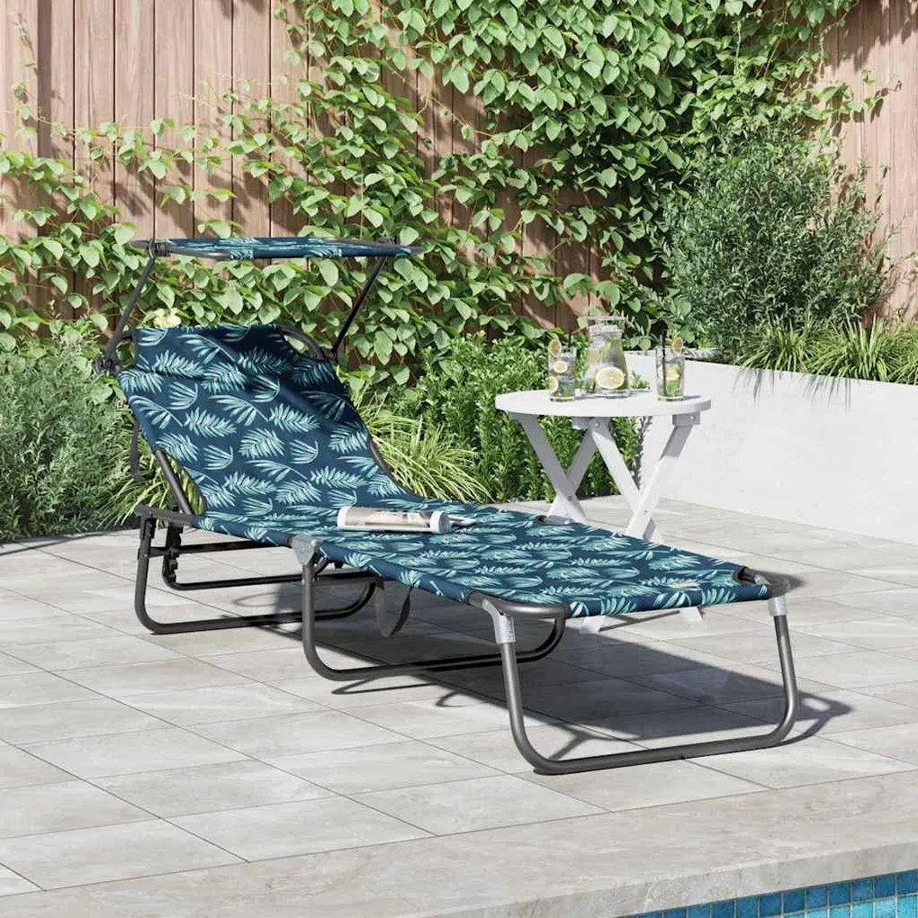 vidaXL Cadeira de Sol Dobrável com Estampa de Toldo em Tecido Oxford 600D