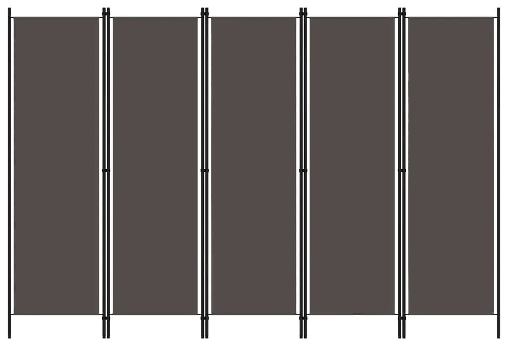 vidaXL Divisória de quarto com 5 painéis 250x180 cm antracite