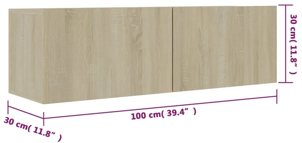 Móvel de TV Lude de Parede de 100cm - Carvalho - Design Moderno