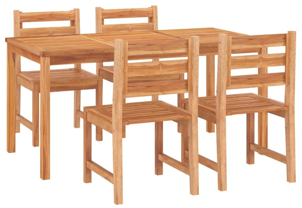 5 pcs conjunto de jantar p/ jardim madeira de teca maciça