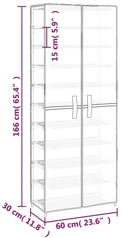 Sapateira 60x30x166 cm tecido cinzento
