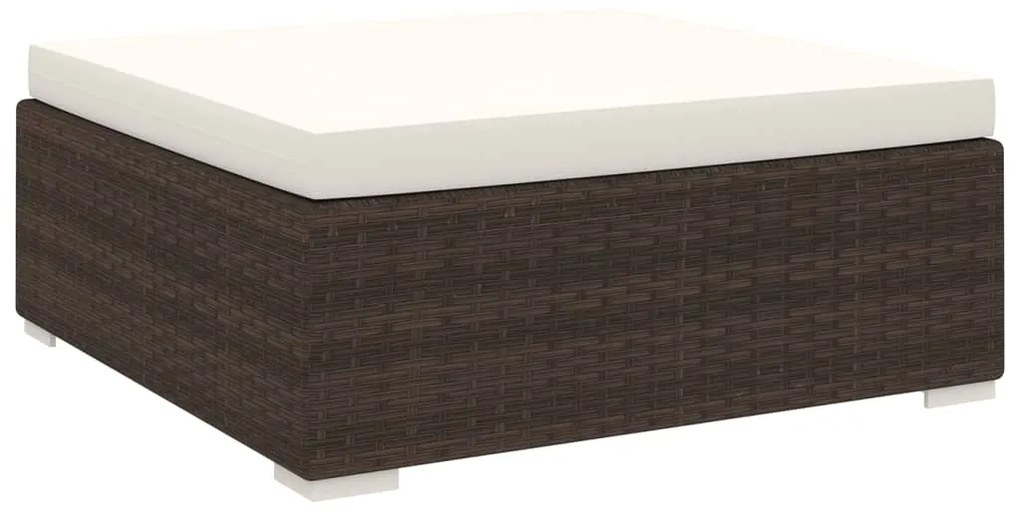 46801 vidaXL Apoio de pés seccional c/ almofadão 1 pc vime PE castanho