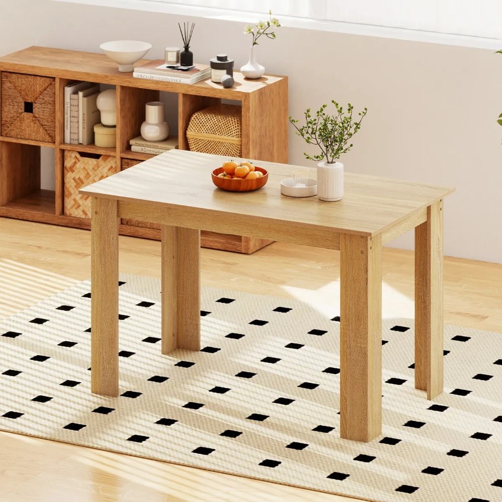 Tapete de jantar de 120 cm para 4 a 6 pessoas, mesa retangular de madeira, mesa de jantar longa, móveis brancos