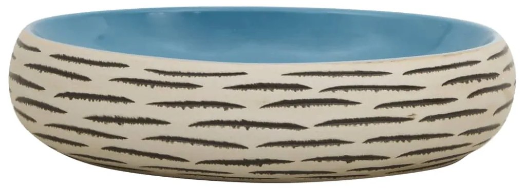 Lavatório de bancada oval 59x40x15 cm cerâmica multicor