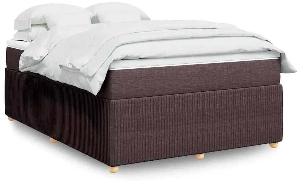 vidaXL Cama com molas/colchão 140x200 cm tecido castanho-escuro