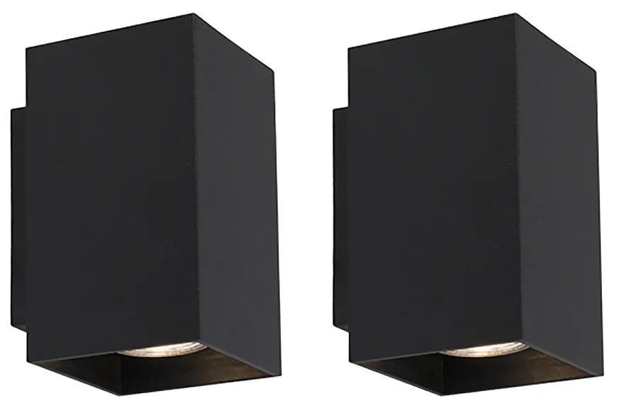 Conjunto de 2 Apliques de Parede Modernos Quadrados Pretos 2 Luzes - Sandy Moderno,Design
