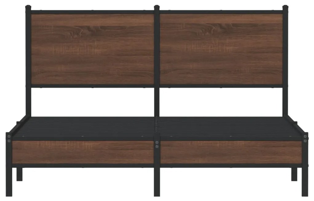 Estrutura de cama sem colchão 140x190cm metal carvalho castanho