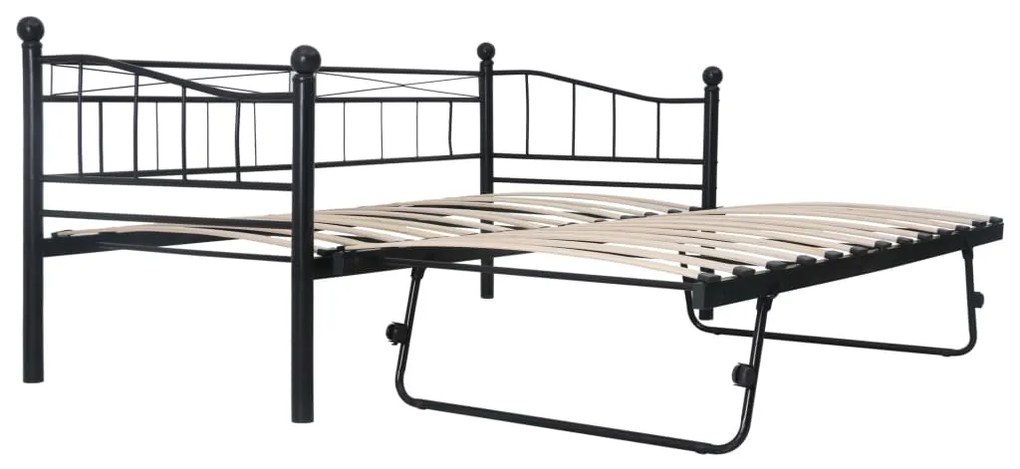 Estrutura de cama em aço 180x200/90x200 cm preto