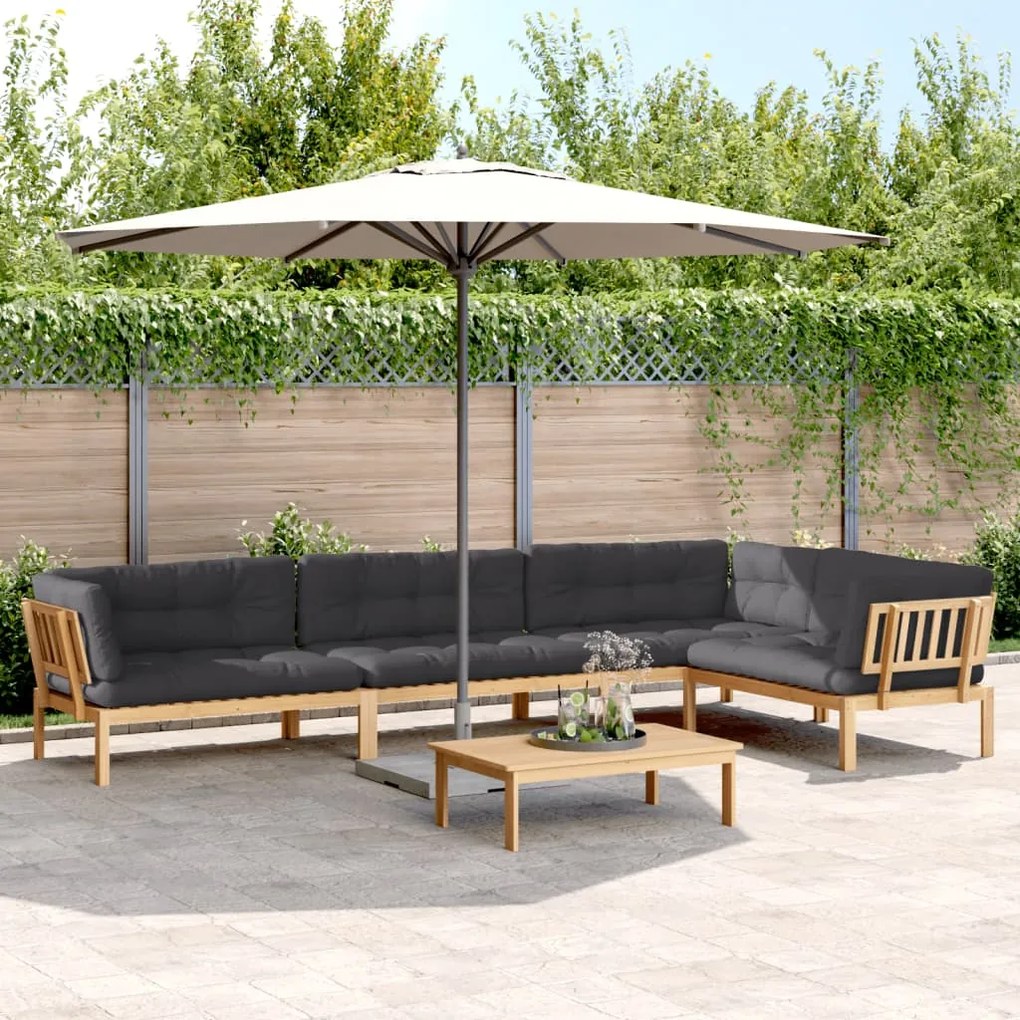 vidaXL 5 pcs móveis de paletes p/ jardim com almofadões acácia maciça