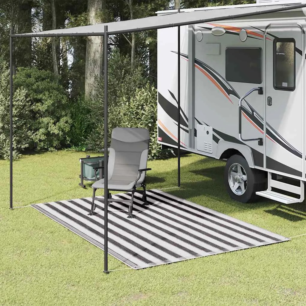 vidaXL Tapete de campismo para tenda 250x300 cm antracite e branco
