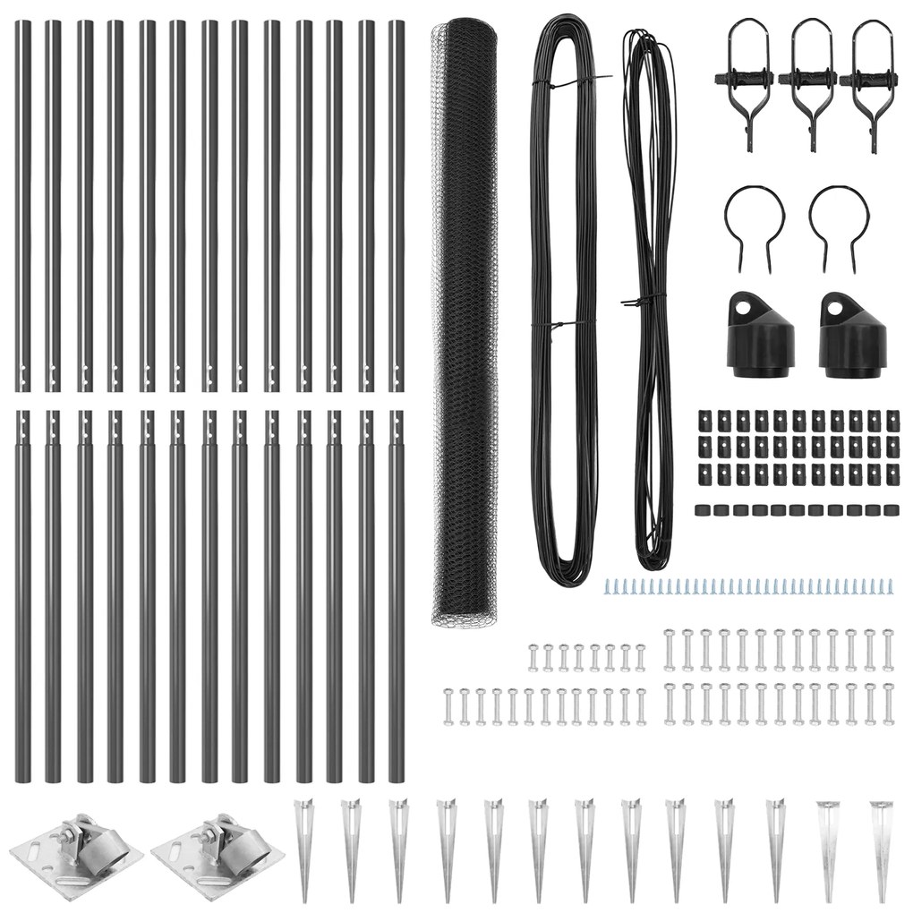 Conjunto de Cercas Conjunto de 2 Cinza Metal 25 x 1,5 m Durável