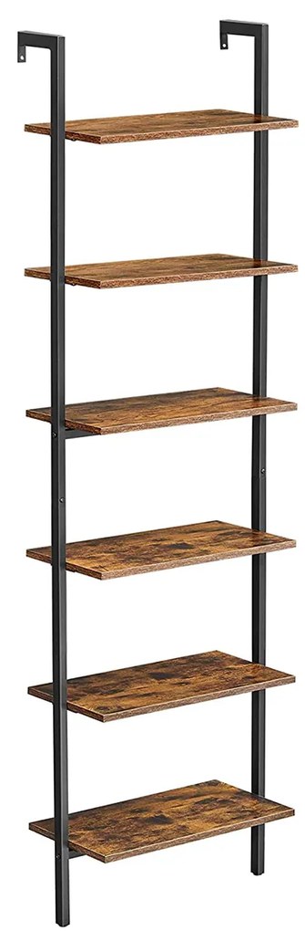 Estante de pé de estilo industrial com 6 prateleiras 60 x 30 x 204,8 cm Castanho Vintage-preto