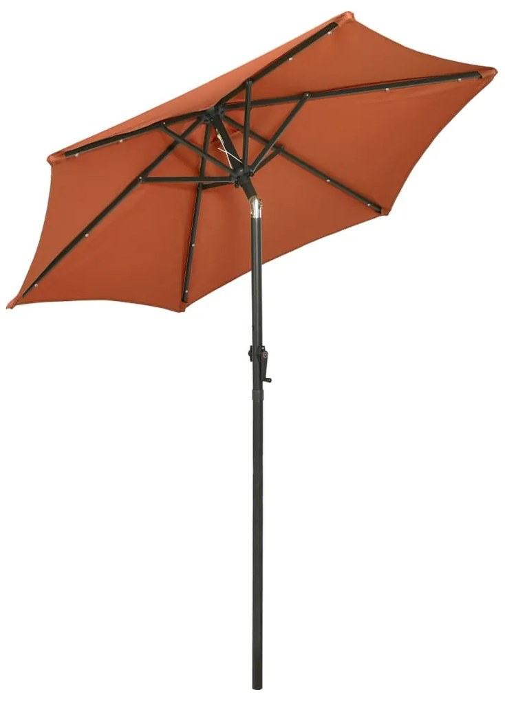 Guarda-sol de jardim c/ luzes LED 200x211 cm alumínio terracota