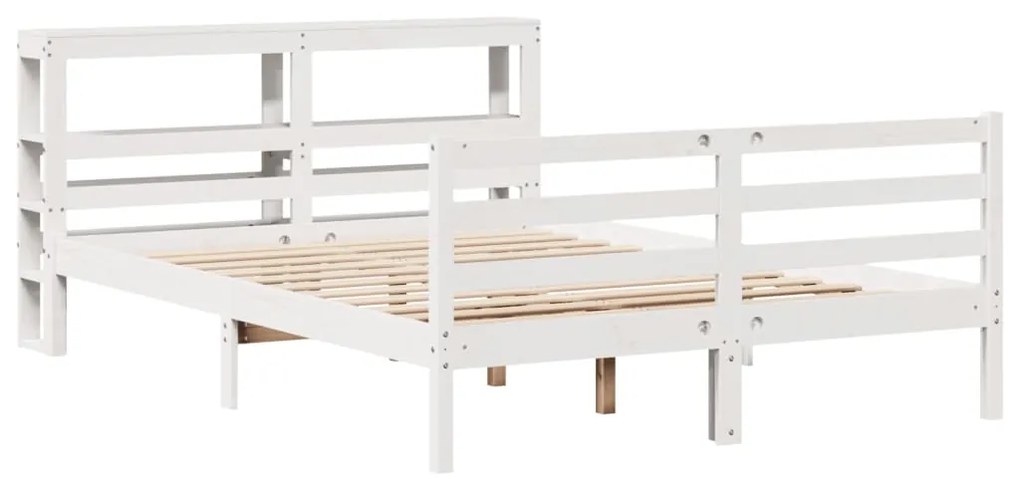 Cama sem colchão 140x190 cm madeira de pinho maciça branco