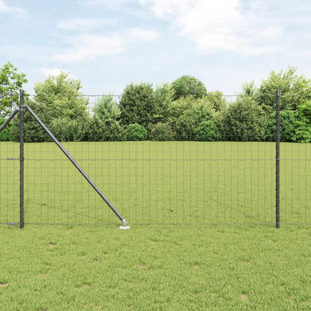 Cerca Euro com 7 Postes de Espeto 1x10 m Aço Galvanizado Cinza