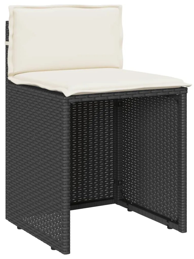 3 pcs conjunto de bistrô com almofadões vime PE preto