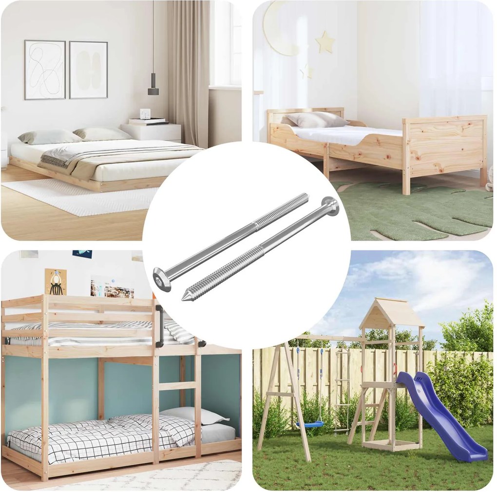 vidaXL Parafusos para Móveis 2 pcs Prateado M6 x 100 mm Aço