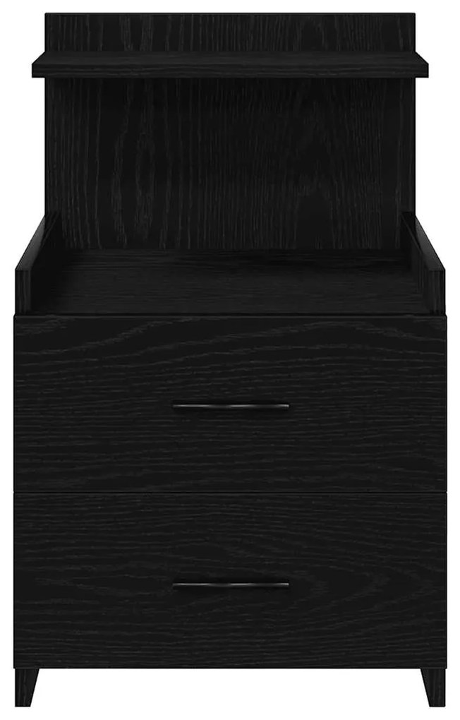 Mesa de cabeceira com 2 gavetas preta 40x36,5x62 cm