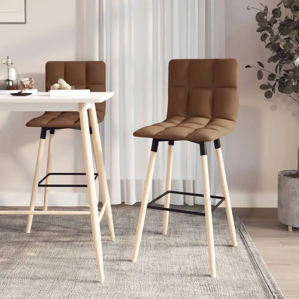 vidaXL Bancos de bar 2 pcs tecido castanho