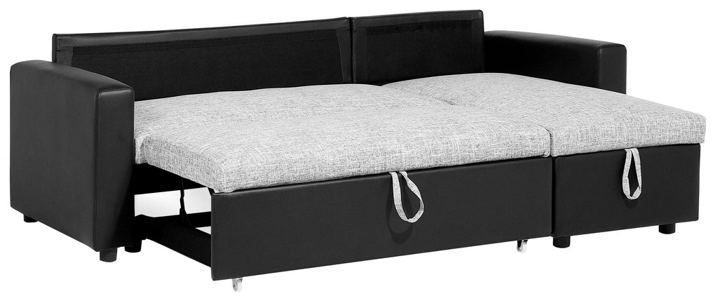 Sofá-cama de canto à esquerda com 3 lugares em tecido cinzento TAMPERE Beliani