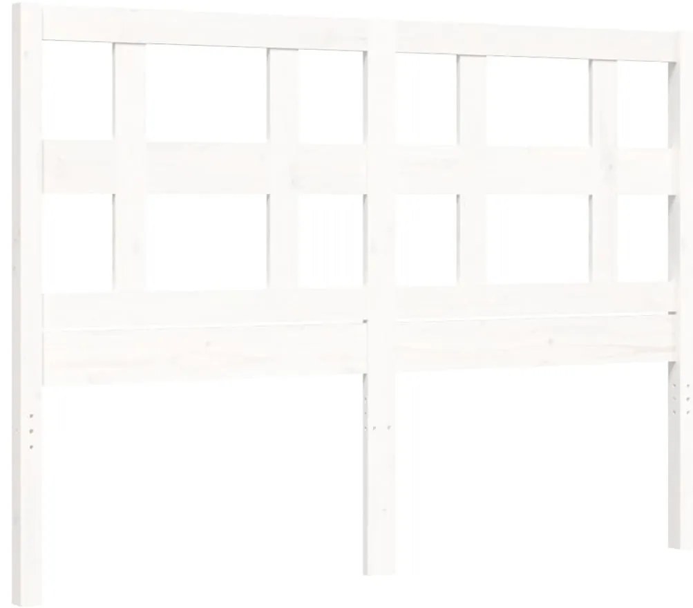 Estrutura de cama com cabeceira 140x200cm madeira maciça branco