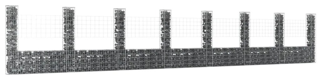 vidaXL Cesto gabião em forma de U c/ 8 postes 860x20x150 cm ferro