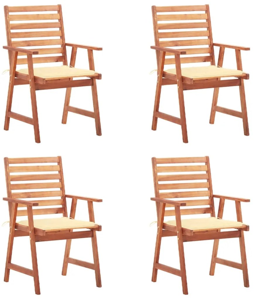 Cadeiras de jantar p/ jardim 4 pcs c/ almofadões acácia maciça