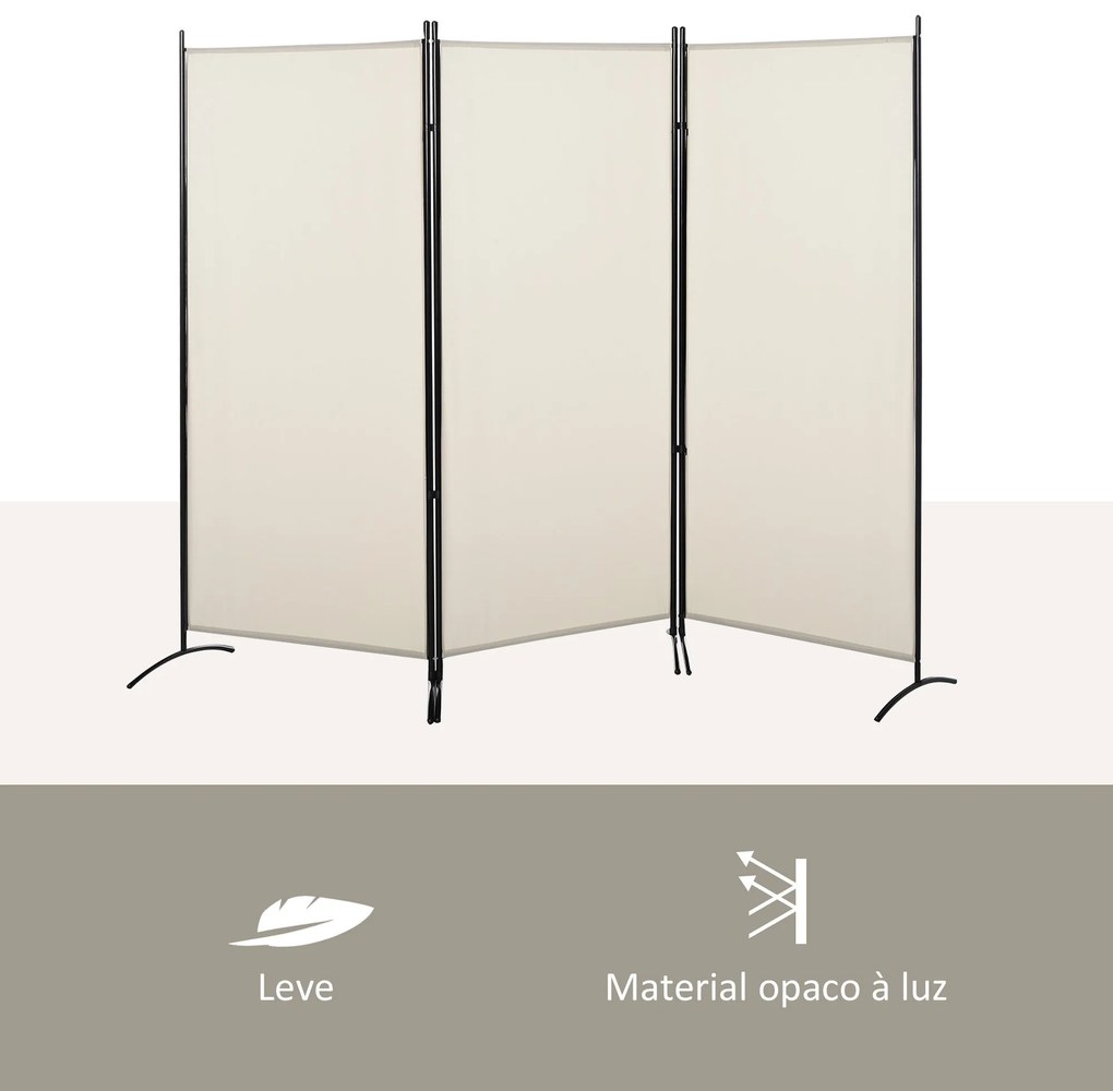 HOMCOM Biombo de 3 Paineis Separador de Ambientes Dobrável 253x50x182