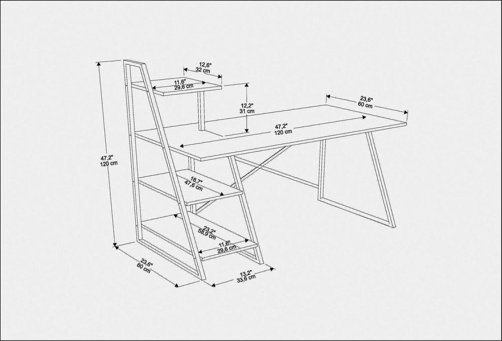 Secretária Admira – Branco – 120 cm x 60 cm x 120 cm