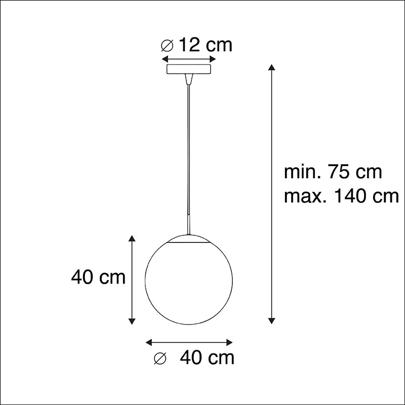 Candeeiro de suspensão escandinavo em vidro opalino 40 cm - Ball 40 Moderno,Design