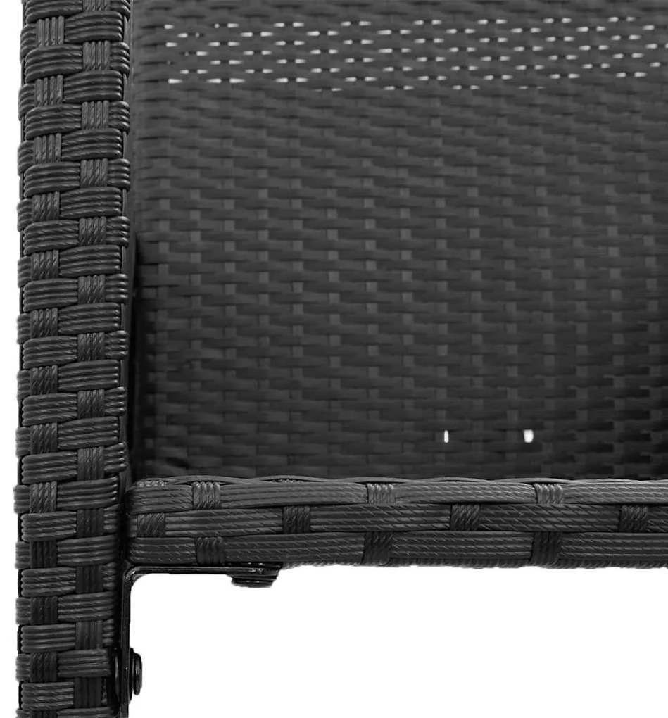 7 pcs conj. de bar jardim sem almofadões vime PE/acácia preto